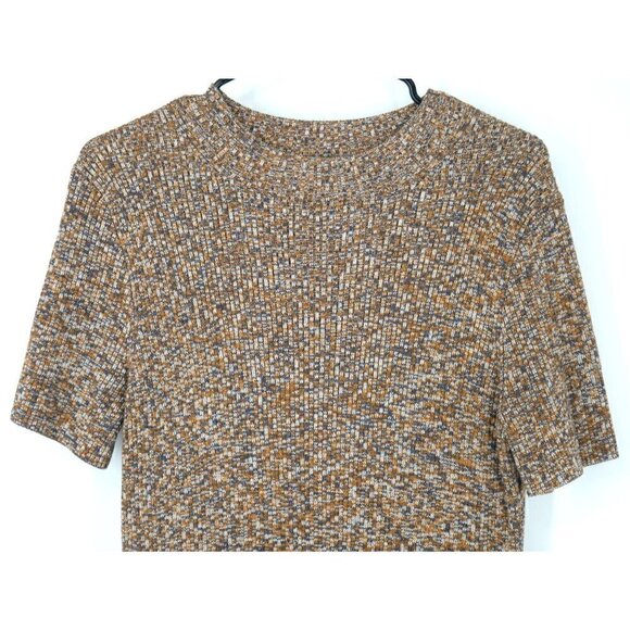 NWOT Madewell Mock Neck Marled Ribbed Bodycon Dress Brown Orange XL - Picture 4 of 7